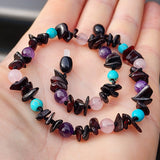 Amber Teething Necklace - Cherry Chip, Amethyst, Turquoise, Rose Quartz