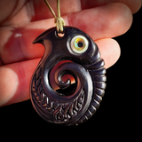 Mania Koru Bone Carving Pendant Necklace - NZ Maori Inspired