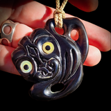 Tiki Black Bone Carving Pendant Necklace - NZ Maori Inspired