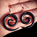 Koru Black Bone Carving Earrings