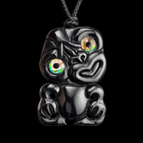 Hei Tiki Black Bone Carving Pendant Necklace