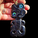 Hei Tiki Black Bone Carving Pendant Necklace