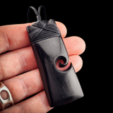 Koru Toki Black Bone Carving Pendant Necklace
