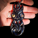 Tiki Black Bone Carving Pendant Necklace - NZ Maori Inspired