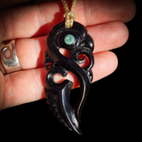 Manaia Black Bone Carving Pendant Necklace - NZ Maori Inspired