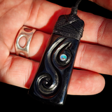 Black Manaia Toki Bone Carving Pendant Necklace - NZ Maori Inspired