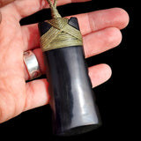 Notched Toki Black Bone Carving Pendant Necklace