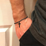 Black Stainless Steel Hanging Cross Chain Bracelet