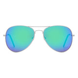Blue Green Aviator Sunglasses Silver Frame