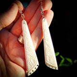 Natural Carved Maori Bone Carving Earrings - Carved Toki Drops