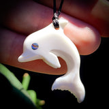 Natural Carved Maori Bone Carving Pendant Necklace - Dolphin