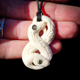 Eels Bone Carving Pendant Necklace - NZ Maori Inspired