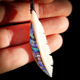Feather Bone Carving Pendant Necklace