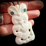 Etched Hei Tiki Bone Carving Pendant Necklace&nbsp;