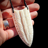 Notched Niho Bone Carving Pendant Necklace