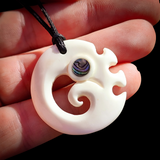 Manaia Koru Hook Bone Carving Pendant Necklace - NZ Maori Inspired