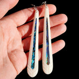 XL Long Oval Drop Bone Carving Earrings
