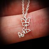 Childrens 925 Solid Sterling Silver Butterflies Necklace
