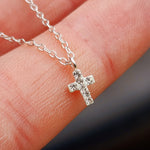 Childrens 925 Solid Sterling CZ Cross Necklace