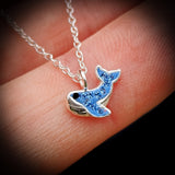 Childrens 925 Solid Sterling Silver CZ Whale Necklace