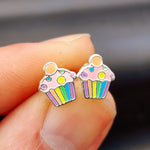 925 Sterling Silver Cupcake Stud Earrings