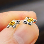 925 Sterling Silver Cute Turtle Stud Earrings