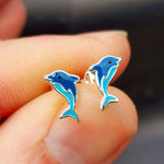 925 Sterling Silver Dolphin Stud Earrings