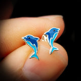Childrens 925 Sterling Silver Dolphin Stud Earrings