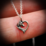 Childrens 925 Solid Sterling Silver Horse Heart Necklace