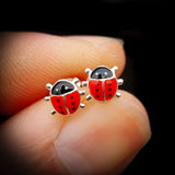 Childrens 925 Sterling Silver Ladybug Stud Earrings