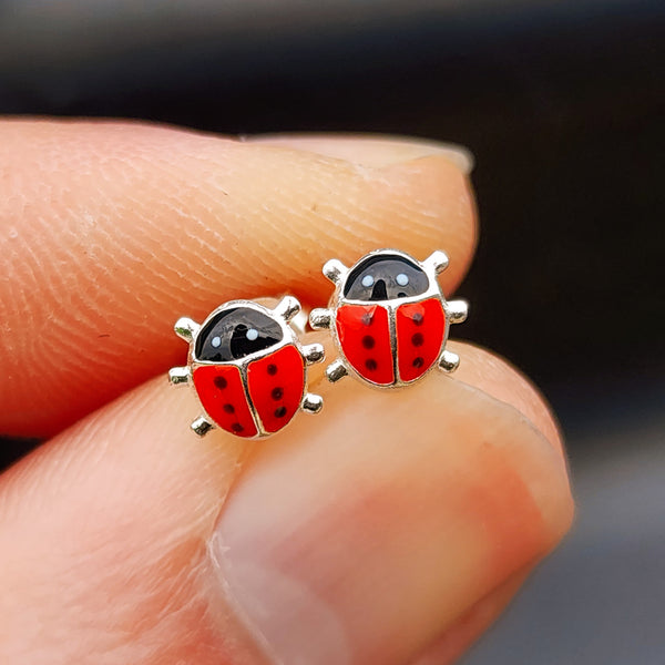925 Sterling Silver Ladybug Stud Earrings