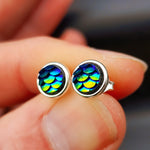 925 Sterling Silver Dragon Scale Stud Earrings