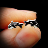Childrens 925 Sterling Silver Orca Stud Earrings