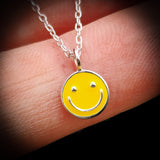 Childrens 925 Solid Sterling Silver Smiley Face Necklace