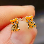 925 Sterling Silver Tiger Stud Earrings