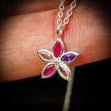 Childrens 925 Solid Sterling Silver & CZ Flower Necklace