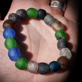 Chunky Sea Glass Bead Elastic Bracelet