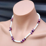 White Coconut & Natural Amethyst Surfer Choker Necklace