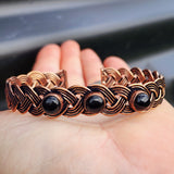 Handmade Copper Wire Wrap & Natural Black Onyx Cuff Bracelet
