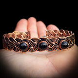 Handmade Copper Wire Wrap & Natural Black Onyx Cuff Bracelet