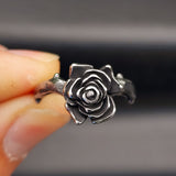 Size Q, T - Dark Stainless Steel Rose Ring