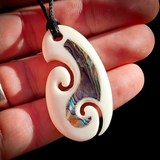 Double Koru Hook Bone Carving Pendant Necklace - NZ Maori Inspired