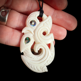 Double Manaia Bone Carving Pendant Necklace - NZ Maori Inspired