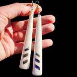 Drop Paua Bottom Bone Carving Earrings