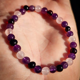 Elastic Gemstone Bracelet - Cherry Amber, Amethyst, Rose Quartz