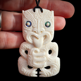 Etched Hei Tiki Bone Carving Pendant Necklace