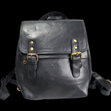Genuine Leather Backpack - Black