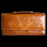 Genuine Leather Clutch Purse - Tan