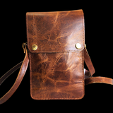 Genuine Leather Vertical Gypsy Shoulder Bag - Vintage Brown