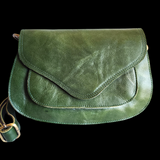 Genuine Leather Handbag - Vintage Green